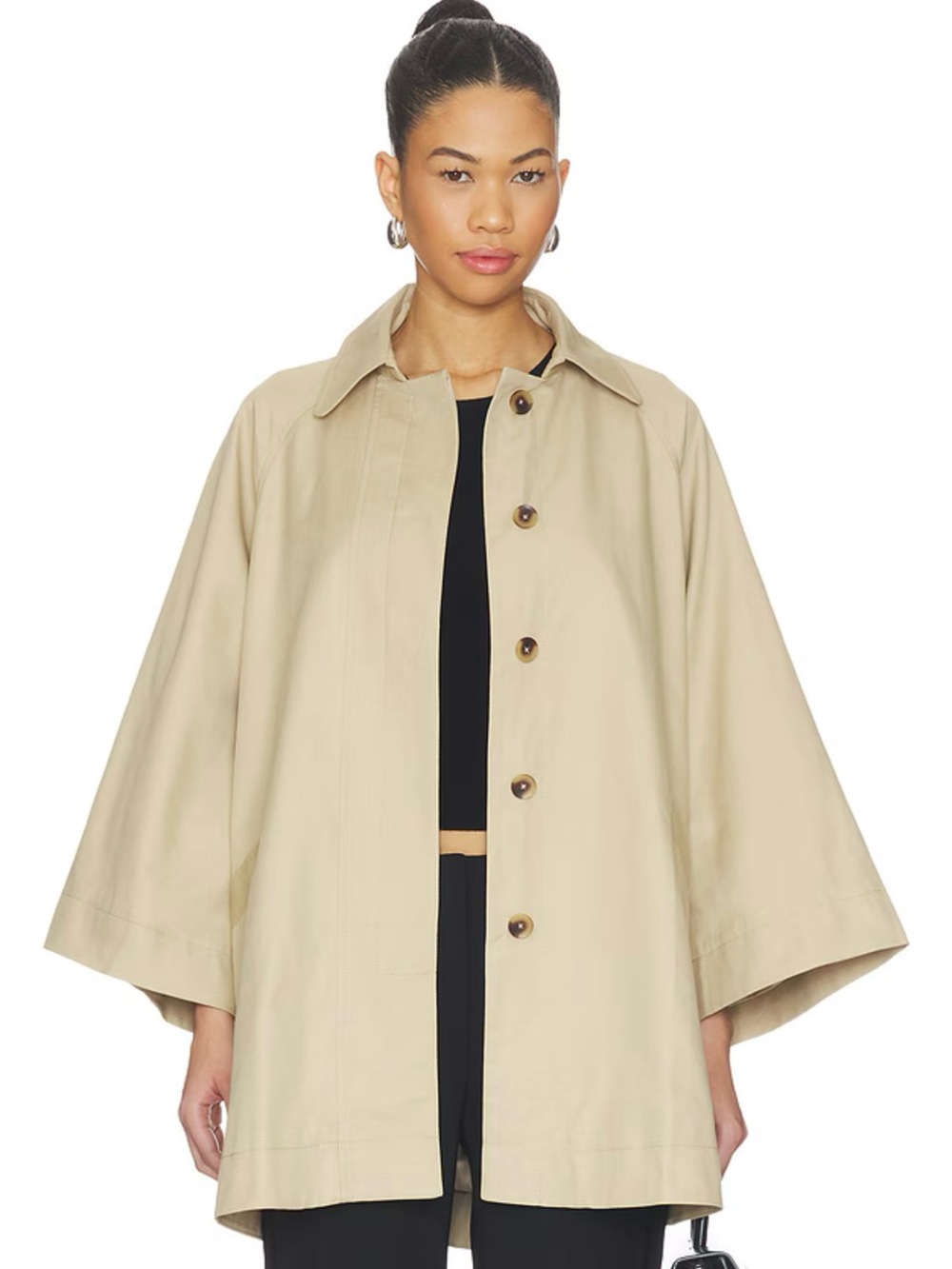 Tularosa Penelope coat in tan Women's Beige Swing Trench Coat Jacket